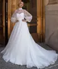 エレガントなA-Line Organza Wedding High Neck Leng Sleeves Bride Bridal Gowns Robe De MarieeカスタムメイドVestido De Noiva 2023