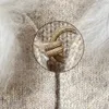 T-shirt tricoté en laine mélangée pour femme, pull-over avec col en vraie fourrure amovible, nouvelle collection 2023, 230821