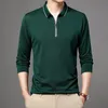 Męska koszula polo z długim rękawem Lapel Zipper Casual Collar Tee 230821