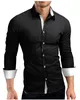 Chemises décontractées pour hommes Chemise à manches longues de luxe Robe de travail d'affaires Col montant Chemisier masculin Slim Fit Mariage pour hommes