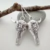Boucles d'oreilles pendantes Vintage S tête de taureau cornes dominatrices Punk faites à la main boucles d'oreilles bijoux