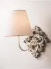 Wall Lamp European Style Openwork Solid Wood Carved Vintage Old Bedroom Bedside Hallway