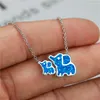 Pendant Necklaces Cute Female Double Elephant Necklace Rose Gold Silver Color Chain For Women Charm Opal Stone Wedding