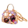 مفاتيح مفاتيح Creative Crystal 3D Hollow Design Handbag Keyrings Women Bag Charm Charm Car Fashion Home Home Ring Ring Gifts بالجملة