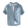 Men's Casual Shirts Linen Shirt Short Sleeved Thin Summer Retro Slimming Trend Handsome And Easy To Wear Cotton White