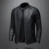 Vestes pour hommes Mode Slim Moto Veste en cuir Hommes Col montant Pu Solide Couleur Causal Mens Moto Biker Daim Vêtements d'extérieur 230822