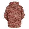 Męskie bluzy z kapturem Red Paisley Casual Long-Sleeve Vintage Print Y2K Hoodie Autumn Classic Design Oversiase Tops