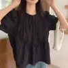 女性のブラウスHSA夏の韓国ファッションY2Kブラウスウーマンクロップトップ女性半袖Tシャツフェム衣服ゆるいTシャツ