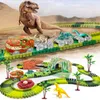 Diecast model Dinosaur Train Tray Create a World Road Race Flexible Track Playset Dinosaurs Race Car voor Old Boy Girls 230821