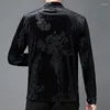 Mäns avslappnade skjortor lyxiga svarta blommor skjorta män hög kvalitet transparent camisa höst kemis homme blommor kläder s-4xl