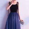 Fancy Shining Navy Abiti da sera sequestri di sequestri per tulle abiti da ballo lunghi lunghezza del pavimento allacciata