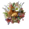 Decorative Flowers Artificial Wreath Highland Cow Silk Flower Home Front Door Decoration Realistic Garland Christmas Window Hanging Ornament