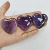 Pendant Necklaces Wholesale 6pcs Natural Amethyst Stone Charm 40mm Purple Crystal Heart Pendants No Hole For Jewelry Making