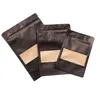梱包バッグ卸売4サイズの黒いクラフト紙フロストウィンドウバッグスタンドアップスナッククッキーティーコーヒーパッケージX-MasギフトポーチLx DH7Z9