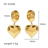 Hoop Earrings Hammered Solid Heart High Polished Women 14k Gold Plated Charms Ins Selling Design For Gift