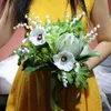 装飾的な花の花輪ピンクのプロテアローズアスティルベチニスハンドメイドブーケ人工花結婚式の花嫁ホールディングイベントインテリアトリムインディゴ230822