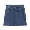 Женские шорты летние женщины с высокой талией Slim Fit Короткая джинсовая юбка уличная одежда женская пуговица A-Line Мини-джинсы.