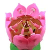 Whole- Musical Single Layer Lotus Flower Birthday Party Cake Topper Candle Lights 91NM186b