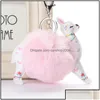 Key Rings Fluffy Fur Ball Alpaca Leather Animal Keychains Charm 10 cm kunstmatige konijn pompom sleutelhangers dames sieraden p43fa drop deli ot8jv