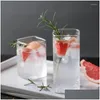 Copas de vino Transparente Resistente a la temperatura Vidrio cuadrado Té Taza de leche Jugo de agua Postre simple Durable Entrega de gotas Home Garde Otw6U