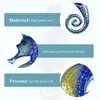 Trädgårdsdekorationer Metal Seahorse Wall Decoration With Blue Glass For Home Outdoor Animal Jardin Miniature Statues Sculptures 230821