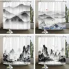 Rideaux de douche Encre chinoise paysage peinture rideau de douche Art impression imperméable rideaux de bain maison salle de bain décor rideau avec R230822