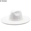 Wide Brim Hats Bucket 95CM Women Men Big Imitation Wool Fedora Hat British Style Winter Gentleman Elegant Lady Jazz Church 230821