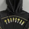 Yeni Central Cee Set Kalite Trapstar Erkekler Altın Mektup Nakış Siyah Panelli Kadın Hoodie Sıcak Satış Jogger Pants Trailtsits Suit