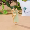 Łańcuchy starożytne złote eleganckie eleganckie wykwintne srokło kwiat gałąź Naszyjnik naturalny Jade Square Wiseld biżuteria dla kobiet