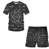 Men's Tracksuits Summer Mathematical Formula 3D Print Suit Pattern T Shirt Short Sleeve Casual Shorts Men Streetwear Clothing Tops