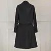 Robes de travail de qualité supérieure, ensembles Blazer, jupe, costumes pour femmes, col cranté, manches longues plissées, taille XXL, automne hiver 2023