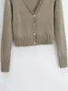 Kvinnors stickor Tees Autumn Winter Pure Cotton Button Knit Coat Cardigan tröja 230821