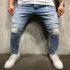 Jeans pour hommes Mens Skinny Slim Fit Ripped Big And Tall Stretch Bleu Pour Hommes Distressed Taille Élastique M-4XL263Z