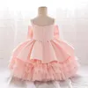 Girl Dresses Infant Baby Baptism Dress For Girls White Bow 1st Birthday Wedding Kids Party Princess Bridesmaid Gown Vestidos