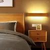 Vägglampa LED -lampor ek trälampor sovrum bredvid badrum hem lysande belysning fast träljusarmatur konst rektangel