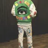 Kurtki mężczyzn HARAJUKU Streetwear God Eye Hafted Odznaka Baseball męskie jesień i stojak zimowy Patchwork Casual wełniany płaszcz 230822