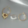 Hoop Ohrringe Goldfarbe Perle Ohrring Set für Frauen Mädchen Vintage Perlenkreis Herz Trend Jewerly Accessoires T8de