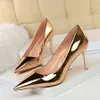 Fashion Sexig metallhäl High Heel Shallow Mouth Pointed Tip Nightclub Slim High Heel Shoes Women's Shoes Single Shoe Storlek 34-43