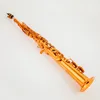 Tillverkad i Frankrike Mark VI Brass Straight Soprano Sax Saxophone BB B Flat Woodwind Instrument Natural Shell Key Carve Mönster