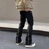 Herren Jeans 2023 Y2K Fashion Reißverschluss Schwarz Flared Cargo Hosen für Männer Designer Kleidung gerade lässige lange Hose Vetements Homme 230822