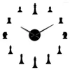 Horloges murales International Chess Hobby Lover Sans cadre Effet 3D DIY Clock Figures Art Décor avec miroir