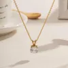 Pendant Necklaces Trendy White Large Round Moissanite Stainless Steel Necklace Waterproof 18K Gold PVD Plated Jewelry Gift For Women