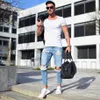Herren Jeans Stretch zerstört zerrissene Design Mode -Knöchelhose Zipper dünn für Men3127