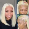 Syntetiska peruker 13x4 613 Blond Bob Hair Wig Human Lace Frontal Brazilian Straight Front for Women 230821