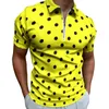 Herrpolos 2023 retro polka dot casual t-shirts fläckar tryck poloshirts dragkedja y2k skjorta man anpassad topp stor storlek3xl