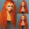 Ginger Orange 13x6 Transparent Deep Wave Lace Frontal Wig Colored Straight Lace Front Wig Kinky Curly Human Hair Wigs for Women