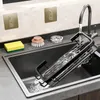 Matlagringsorganisation Ställer in Space Aluminium Kitchen Rack Sink Drain Svamp Organiser Hängande tvålavloppshylla Basket Badrum Shampo hyllor 230821