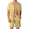 Men's Tracksuits Retro Mod Men Sets Abstract Squares Casual Shirt Set Fashion Beach Shorts Summer Design Suit Two-piece Clothes Large Size