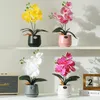 Decorative Flowers Wreaths Greenery Bonsai Ornaments Simulation Butterfly Orchid Ceramic Vase Artificial Desktop Decoration Room Art 230822