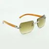 Nova moda óculos de sol de canto cortado 0286O com novo hardware laranja natural pernas de madeira lentes de óculos de sol de alta qualidade